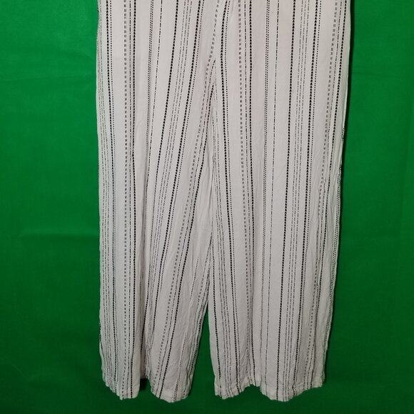 Forever 21 Women Pinstripe Wide-Leg Pants Size Large Black White Office Vacation - Picture 2 of 5